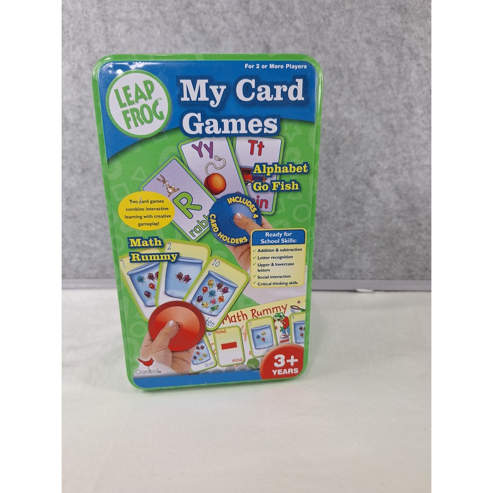 LeapFrog My Card Games Alphabet Go Fish Math Rummy Educational Tin Ages 3+